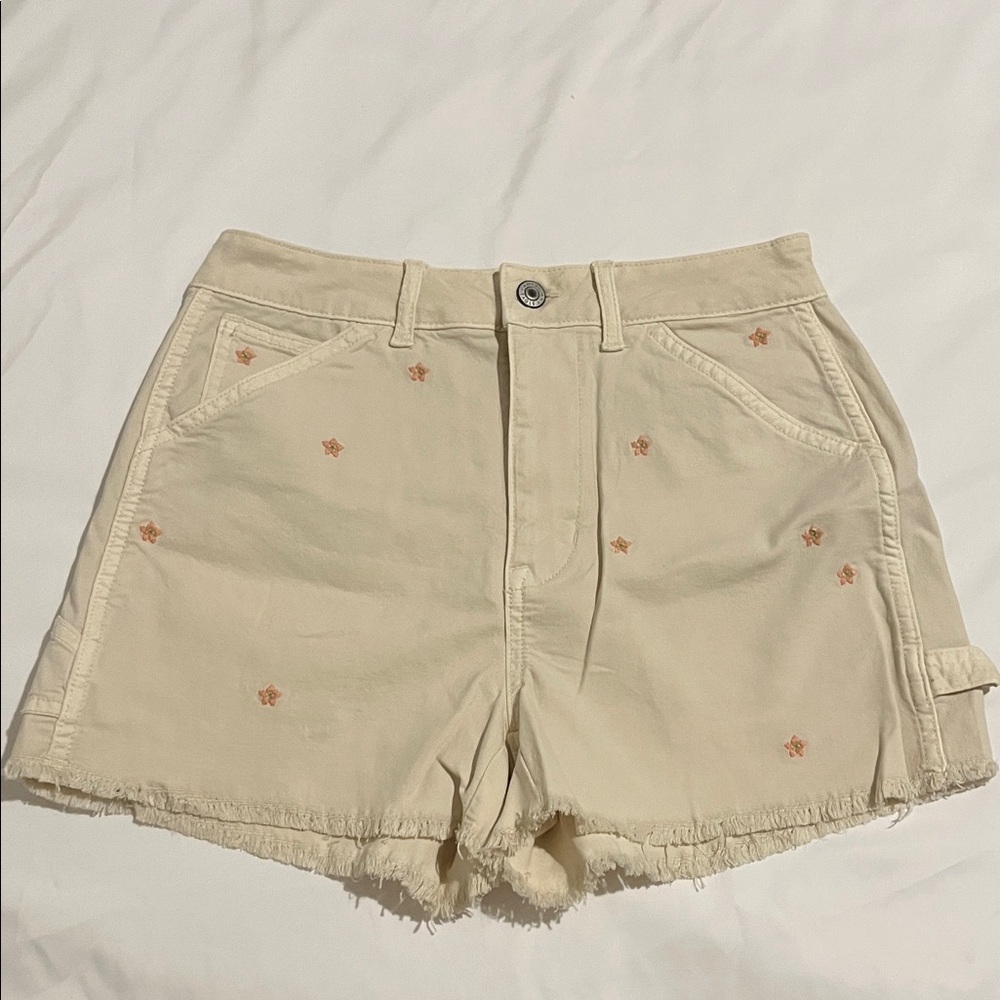 American Eagle Outfitters Tan Floral High Waist Shorts